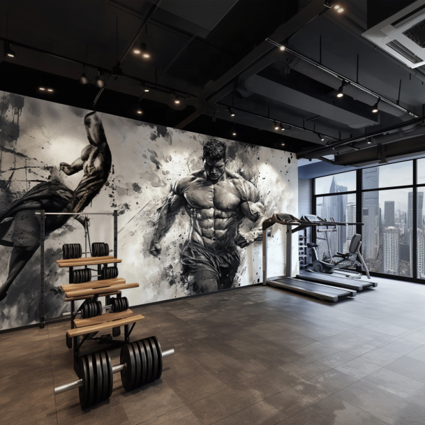 Cheap Gym 3d Wallpaper Muscle Man Fitness Wall Decoration Wall Murals Wholesale Design