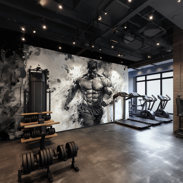 Cheap Gym 3d Wallpaper Muscle Man Fitness Wall Decoration Wall Murals Wholesale Design