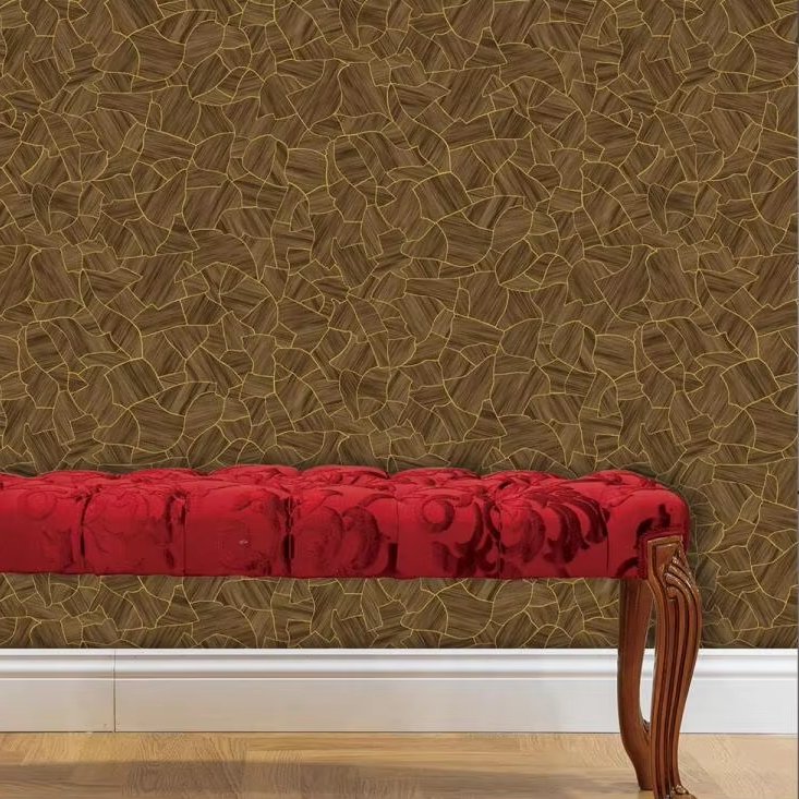 MyWow New Arrival 3D Luxury Cracked marble geometric golden Wallpaper PVC Metallic Wallcovering Roll Ready Stock Wallpaper