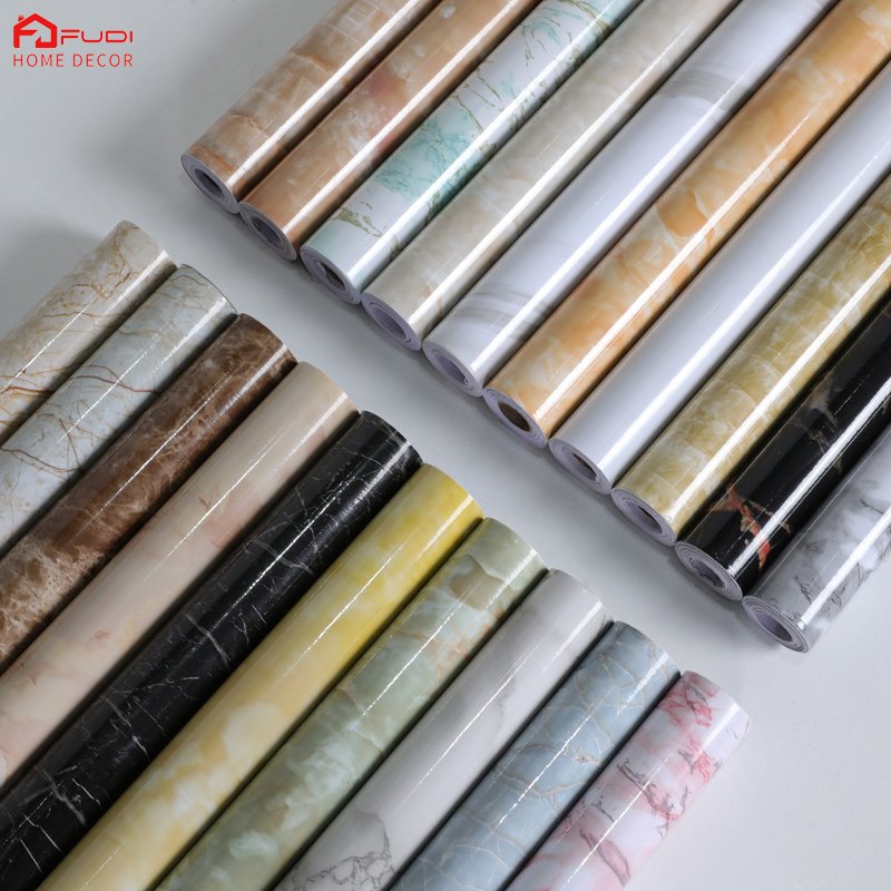 Marble PVC Waterproof Marble Wallpaper Self adhesive Stickers Furniture Cabinet Renovation Wallpaper Cupboard Film Contact Paper