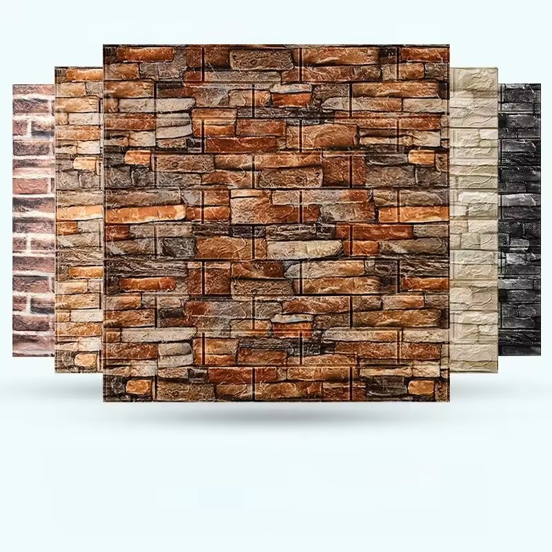 Wholesale 3d brick grain roll photo wallpaper self-adhesive shape home interior door wallpaper wallpap grey