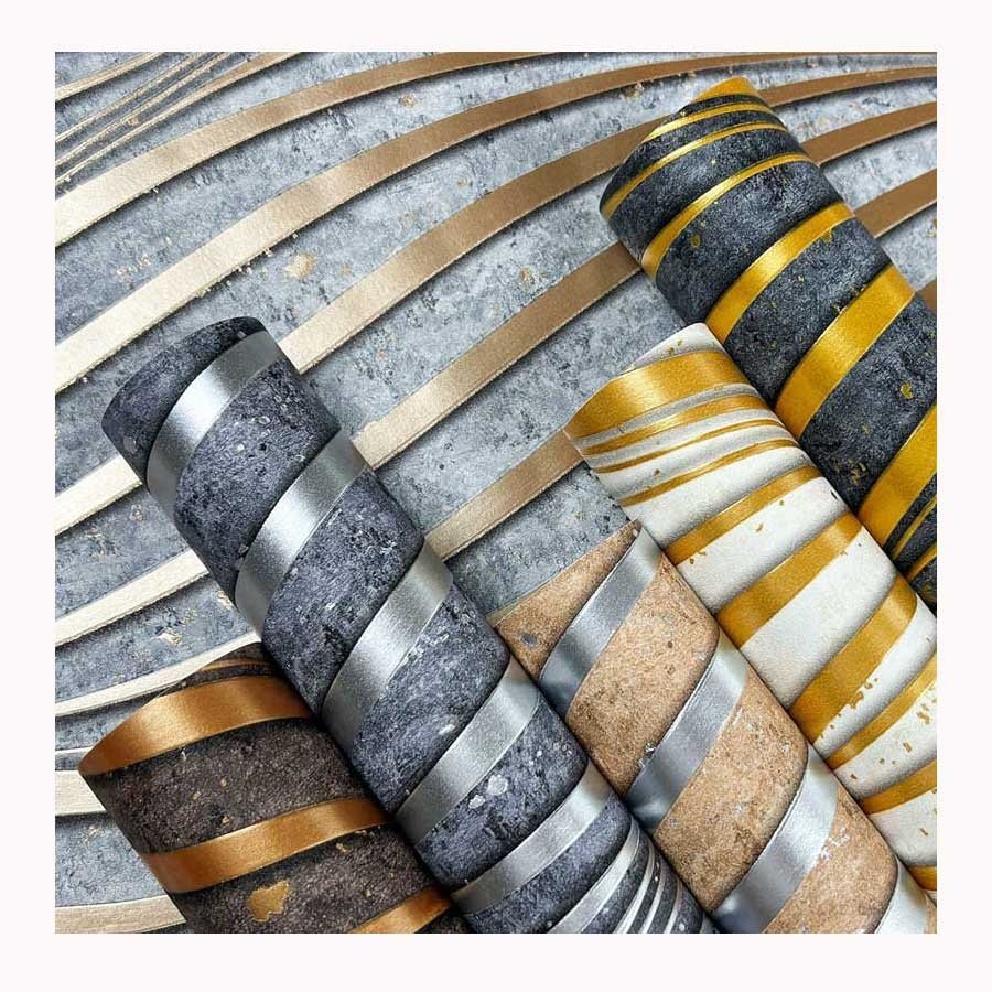 High Quality with Low MOQ Geometric Abstract Wave Stripes PVC Wallpaper Modern Wallcovering for Home