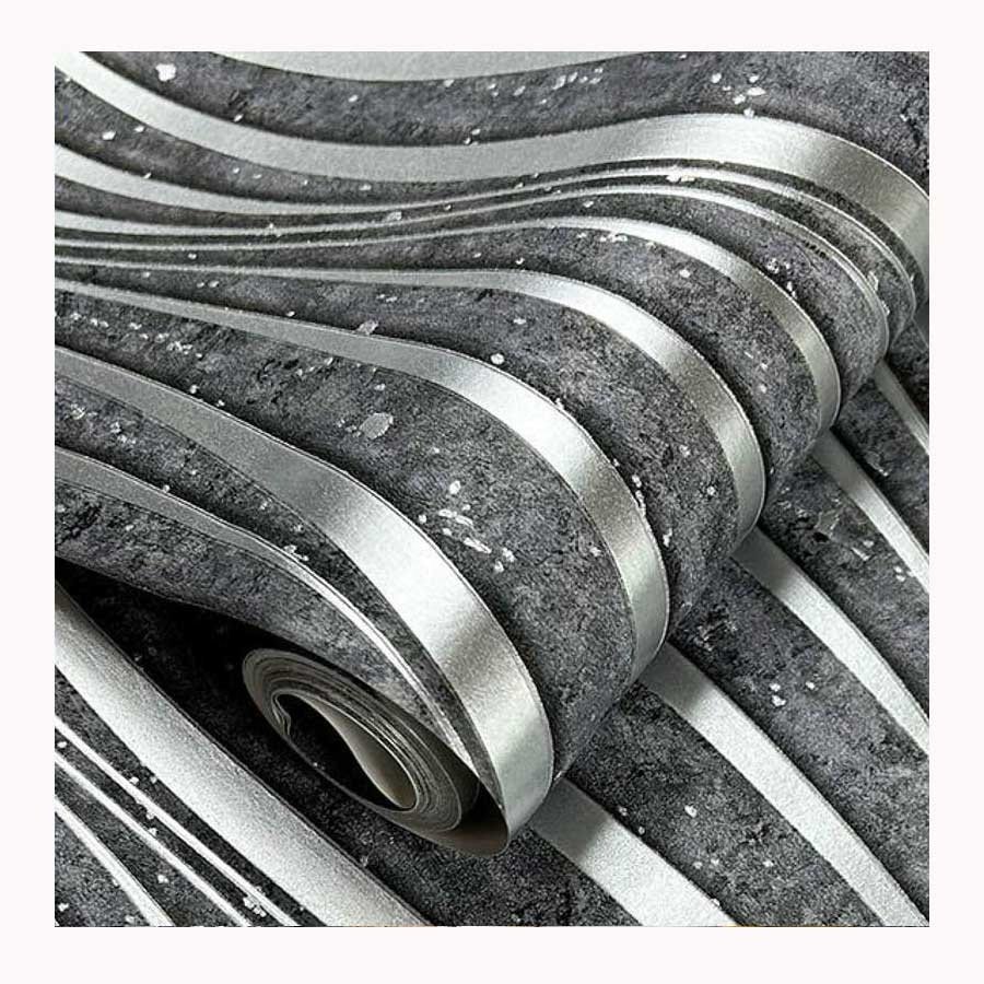 High Quality with Low MOQ Geometric Abstract Wave Stripes PVC Wallpaper Modern Wallcovering for Home