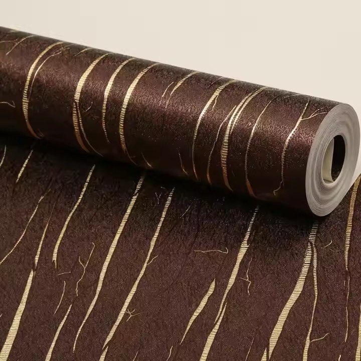 3D Golden Bark Wallpaper Restaurant Hotel Bar KTV Modern Minimalist Dark Brown Solid Luxury Wallpaper