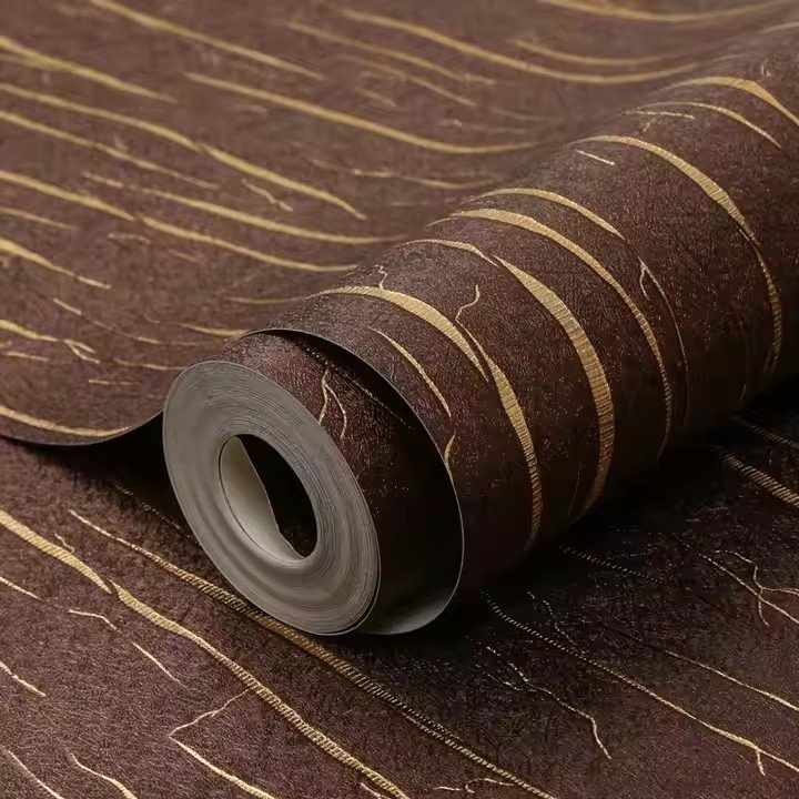 3D Golden Bark Wallpaper Restaurant Hotel Bar KTV Modern Minimalist Dark Brown Solid Luxury Wallpaper