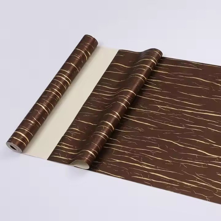 3D Golden Bark Wallpaper Restaurant Hotel Bar KTV Modern Minimalist Dark Brown Solid Luxury Wallpaper