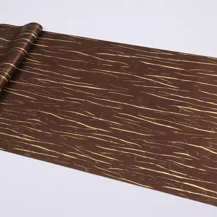 3D Golden Bark Wallpaper Restaurant Hotel Bar KTV Modern Minimalist Dark Brown Solid Luxury Wallpaper
