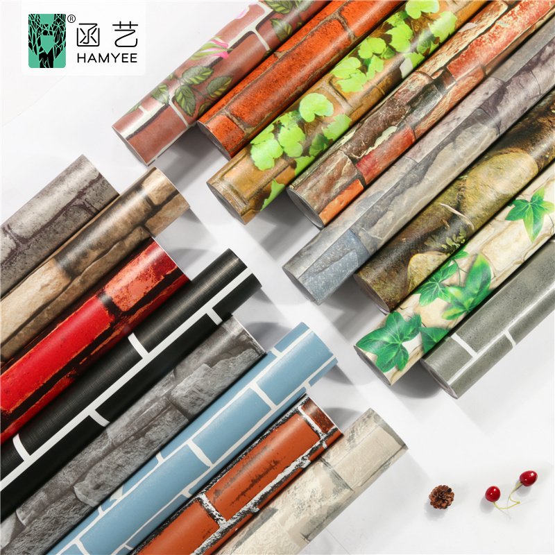 3D brick wallpaper brick pattern wholesale home decoration grey red brick wall paper roll