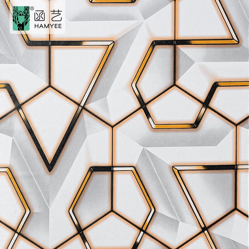 Factory hot selling peel and stick wallpaper 3d geometric wallpaper metallic wall paper golden wallpaper designs
