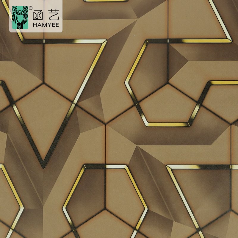 Factory hot selling peel and stick wallpaper 3d geometric wallpaper metallic wall paper golden wallpaper designs