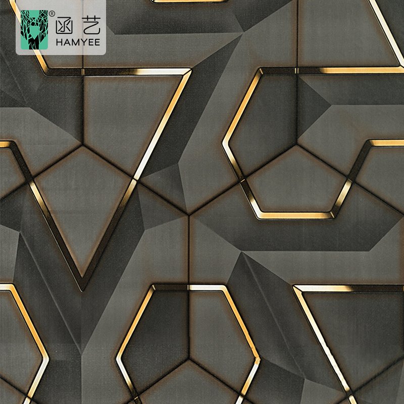 Factory hot selling peel and stick wallpaper 3d geometric wallpaper metallic wall paper golden wallpaper designs