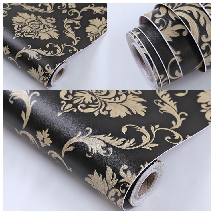 Fancy-fix Europe Style Black And Gold Modern Self Adhesive Wallpaper Roll