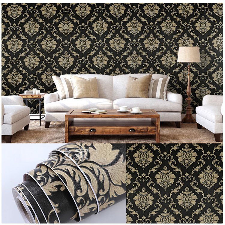 Fancy-fix Europe Style Black And Gold Modern Self Adhesive Wallpaper Roll