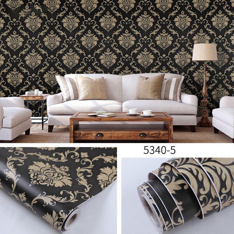 Fancy-fix Europe Style Black And Gold Modern Self Adhesive Wallpaper Roll