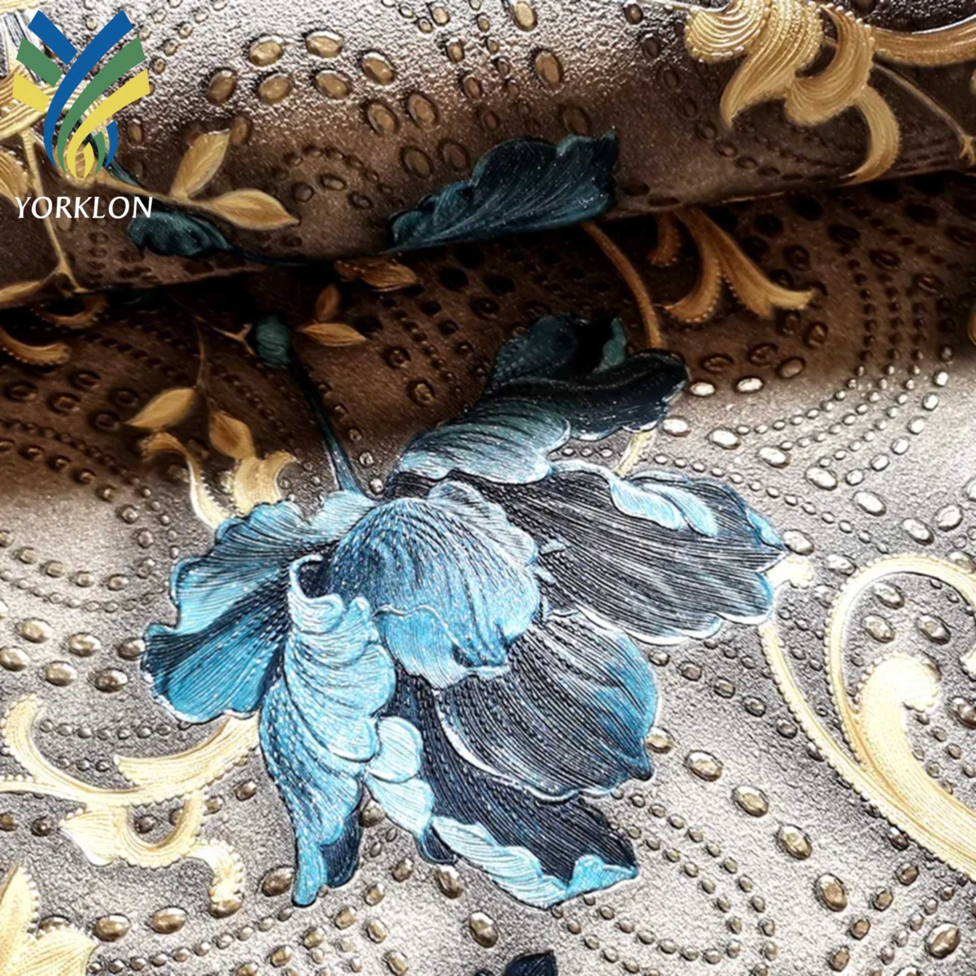 YT-VF 786 Luxury Living Room Wall paper Home Decor Blue Damask PVC 3D 106 Floral Flower Damask Wallpaper