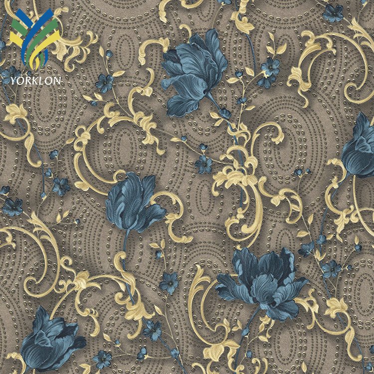 YT-VF 786 Luxury Living Room Wall paper Home Decor Blue Damask PVC 3D 106 Floral Flower Damask Wallpaper