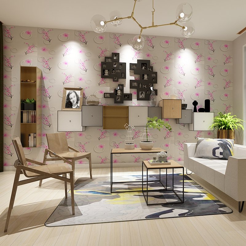 house decor pink floral design interior wallpaper pvc geometric 3d wallpaper home