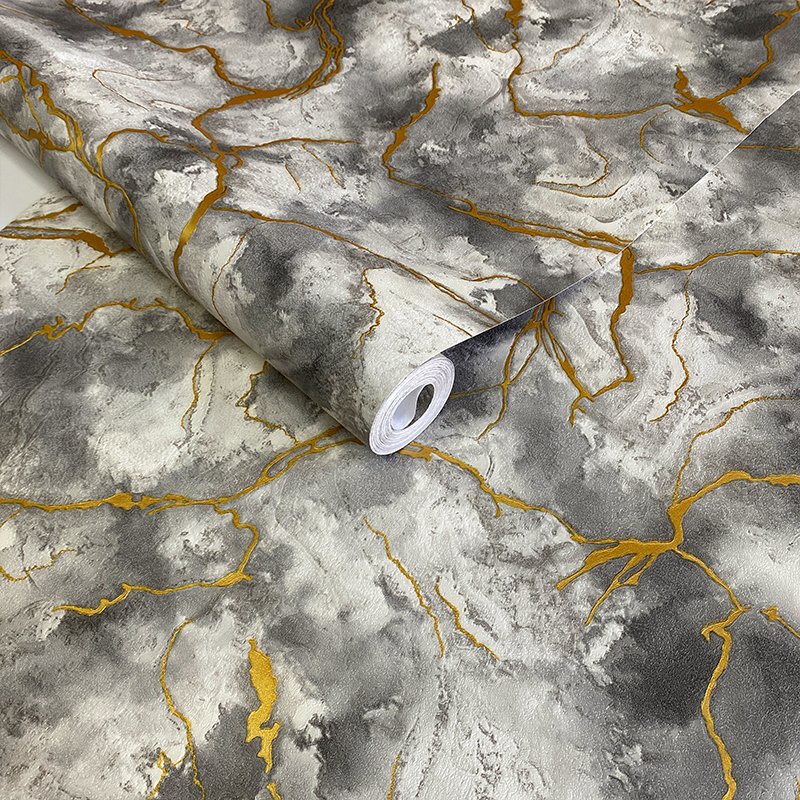 Fashionable hot selling imitation marble texture 3D home decoration wallpaper gilded abstract hotel luxury decoration Wall paper
