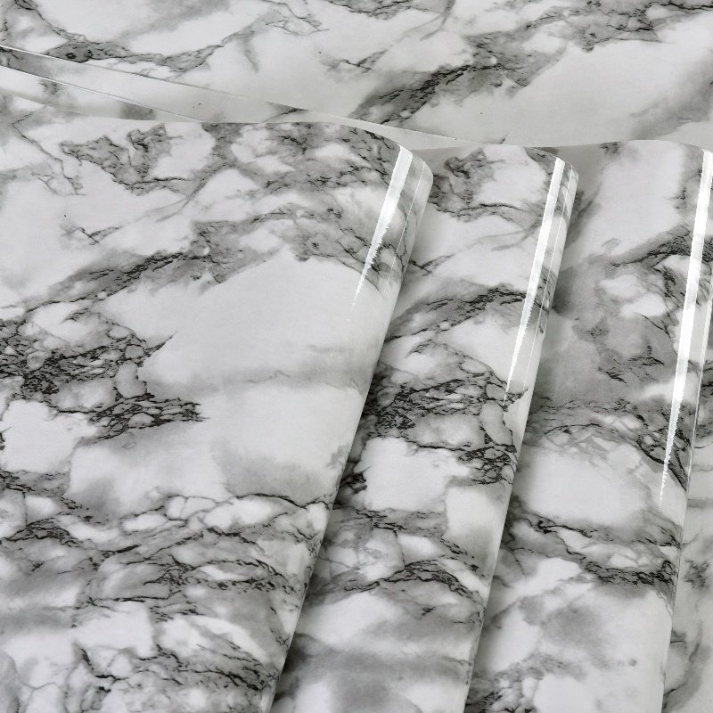 Industrial Modern Style PVC Wallpaper Plastic Marble Texture Decorative Wallpaper Renovation Wallstickers