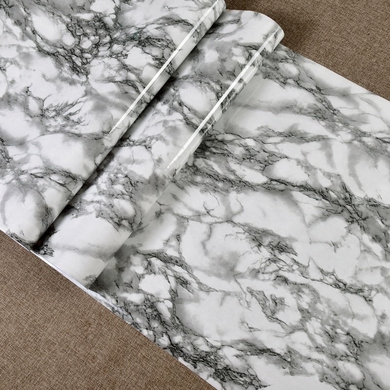 Industrial Modern Style PVC Wallpaper Plastic Marble Texture Decorative Wallpaper Renovation Wallstickers