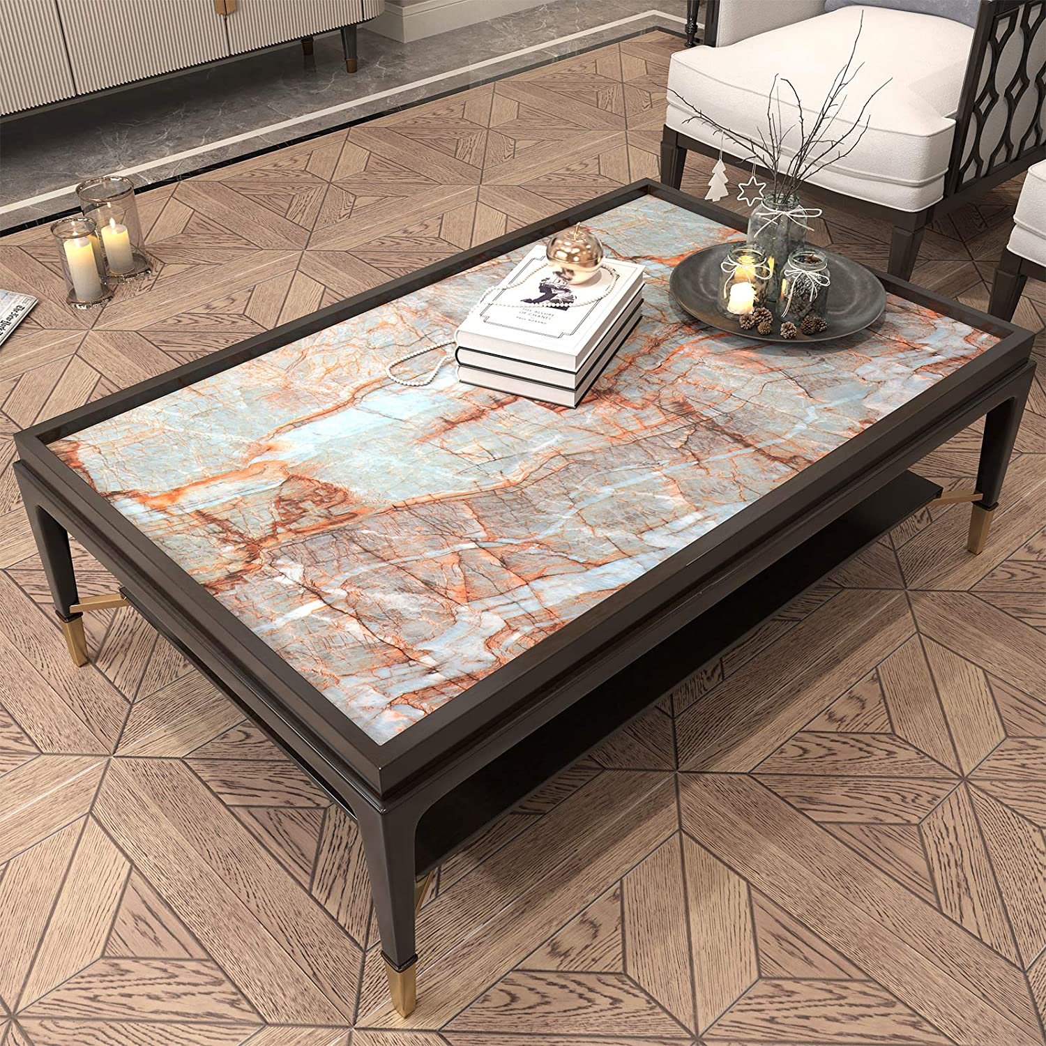 Waterproof Oil Proof Marble Sticker Self Adhesive PVC Wallpaper Vinyl Tile Sticker Kitchen Cabinet Furniture Refurbish Sticker
