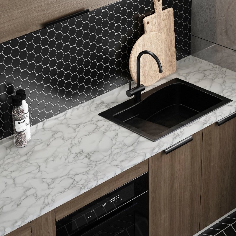 Custom Marble Design PVC Wallpaper Rolls Anti-Mould Easy to Clean Kitchen Countertop Wall Sticker Stone Style for Household Use