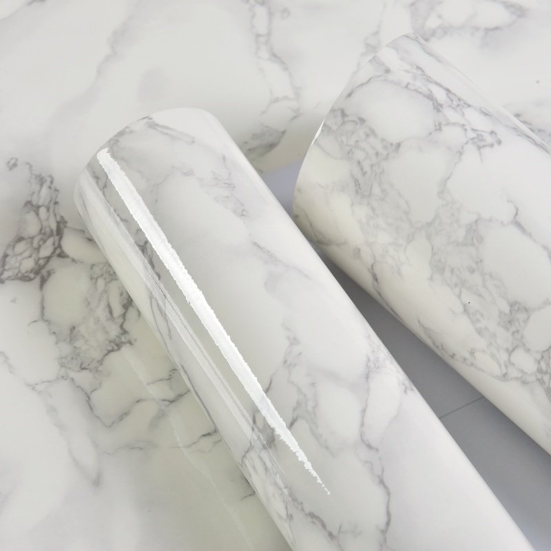 Custom Marble Design PVC Wallpaper Rolls Anti-Mould Easy to Clean Kitchen Countertop Wall Sticker Stone Style for Household Use