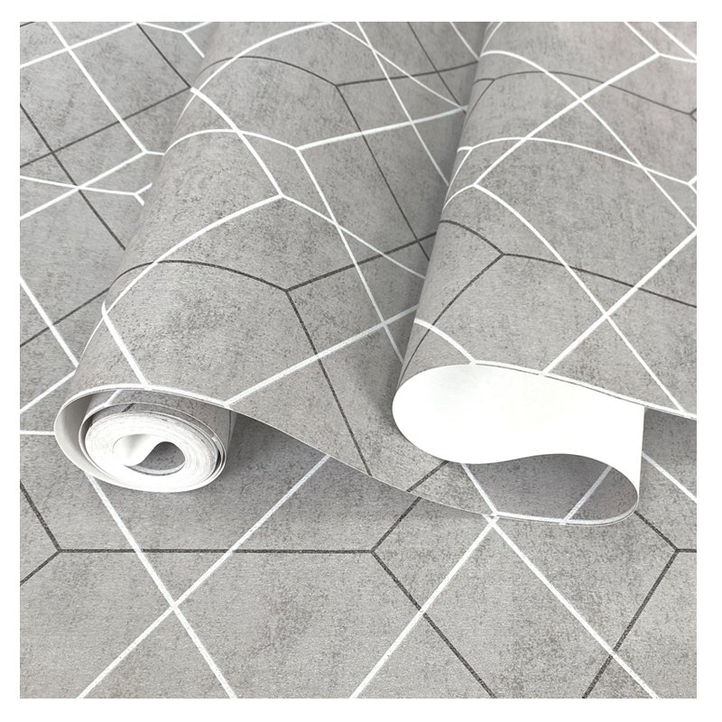 3D geometric line non woven brushing water Self adhesive wallpaper