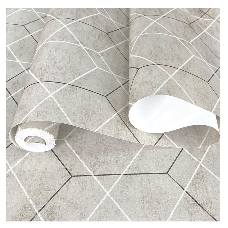 3D geometric line non woven brushing water Self adhesive wallpaper