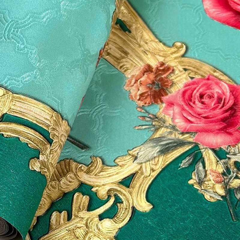 China Factory 3D Modern Yellow and Gold Rose Flower Mural Vinyl Coated Wedding Living Room Decor Wallpaper Bedroom Wallcovering