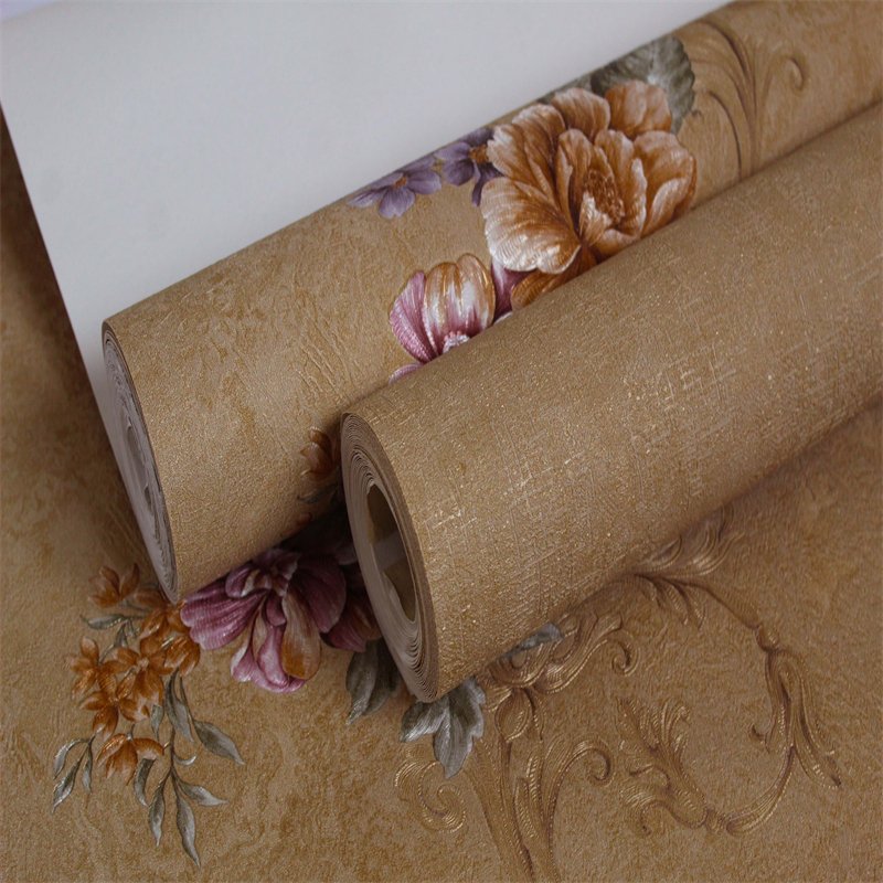 In stock Sell Well Bedroom Living Room Decoration Flower Style Non-Woven Pvc Wallpaper