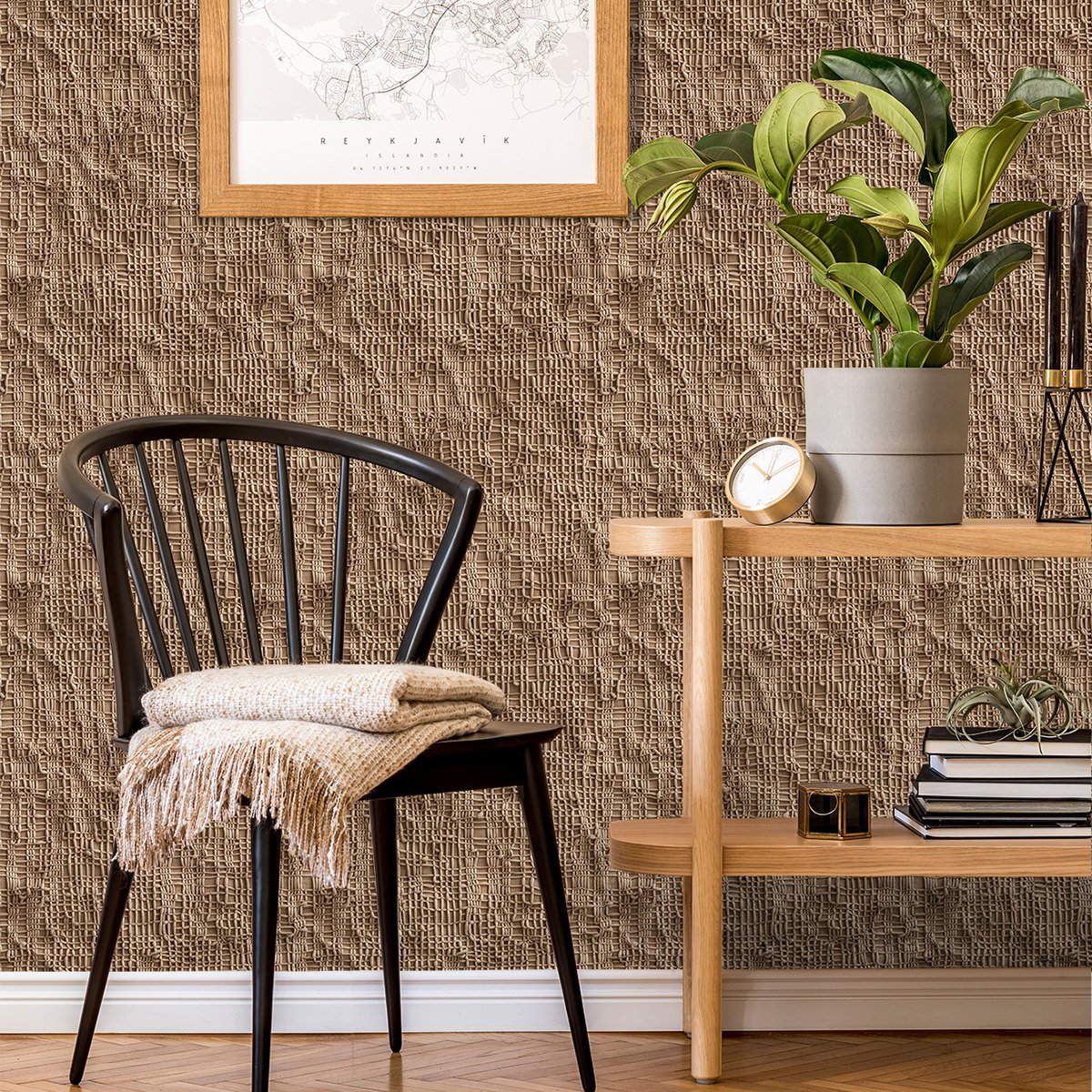 Linen mesh style TV background wall decoration, high-end wallpaper, self-adhesive wallpaper