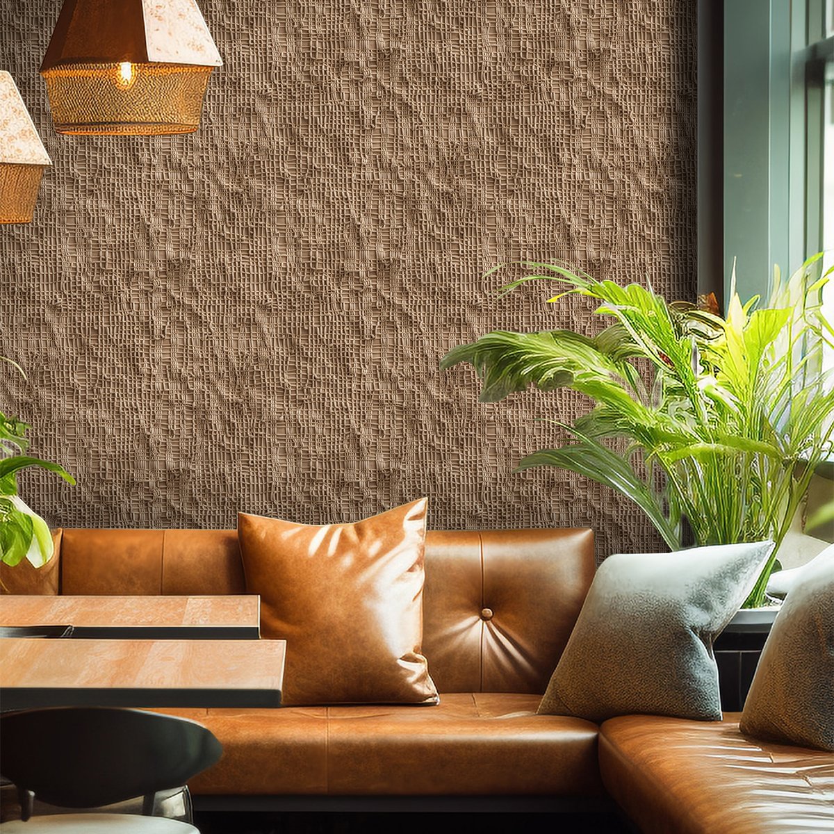 Linen mesh style TV background wall decoration, high-end wallpaper, self-adhesive wallpaper