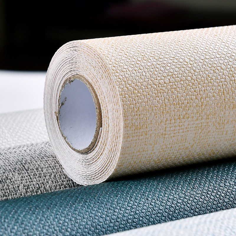 Textured Fabric Linen Wallpaper Self-Adhesive Removable Waterproof Thick Wallpaper for Interior Walls Strong Adhesion