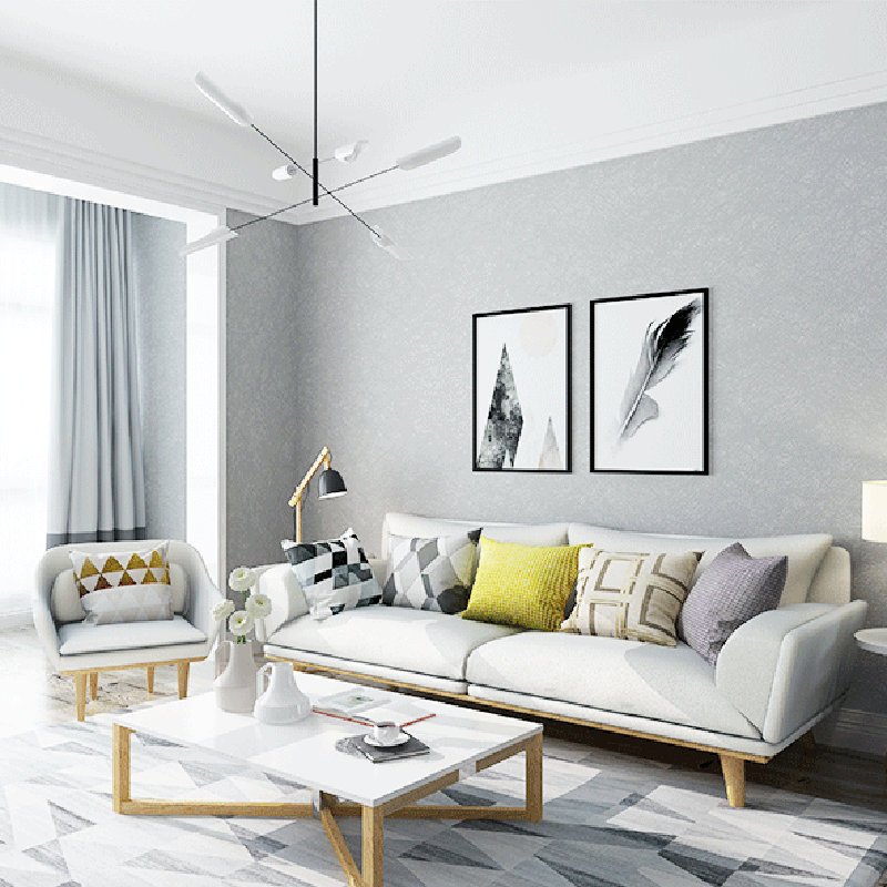Silk woven PVC wallpaper living room bedroom wall home decoration wholesale solid Beige wallpaper roll