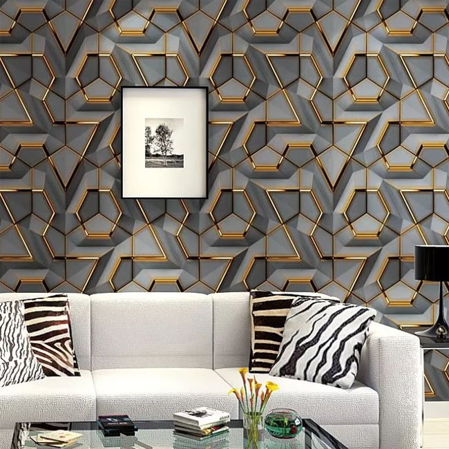 UDK 3D Wallpaper Geometric Wall Paper for Home Decor Vinyl Waterproof wall sticker for Living Room hotel