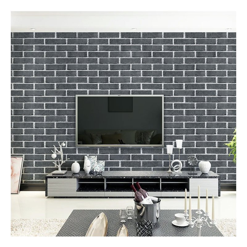 Red brick wallpaper, gray brick non woven fabric wallpaper