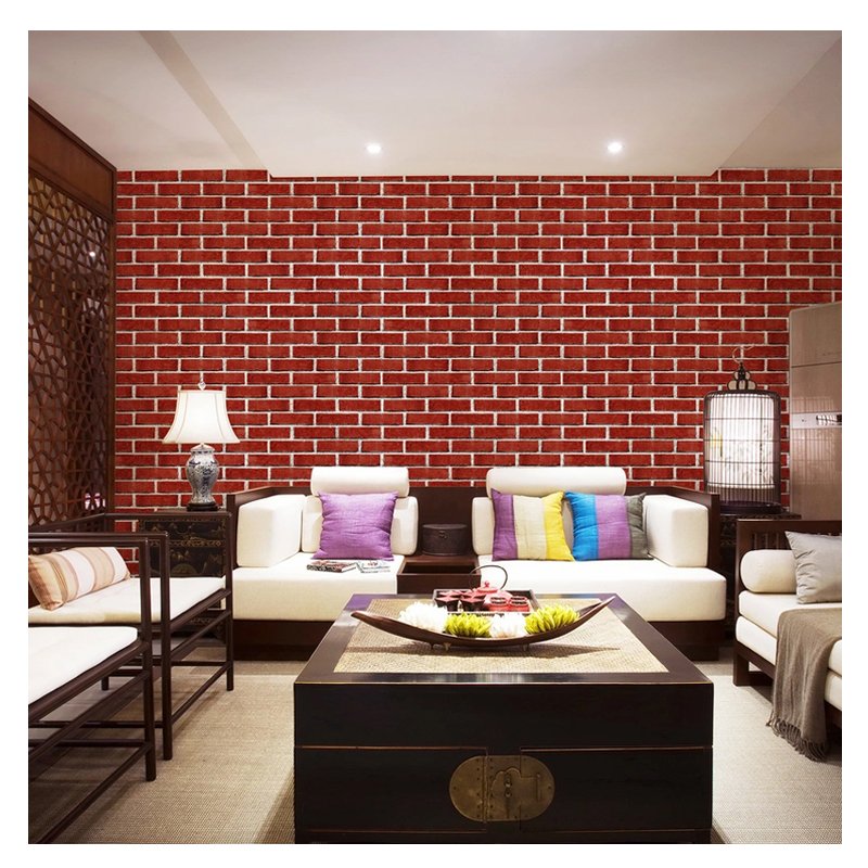 Red brick wallpaper, gray brick non woven fabric wallpaper