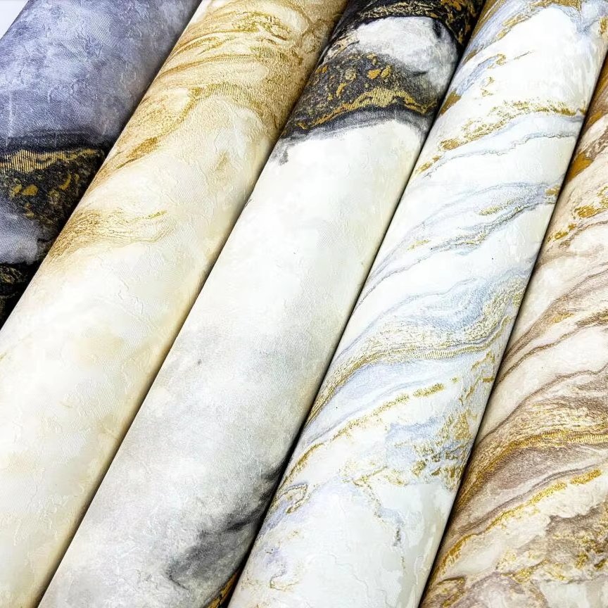 2024 New Design Ready Stock Natural Golden Marble Metallic Building Material PVC Wallpaper
