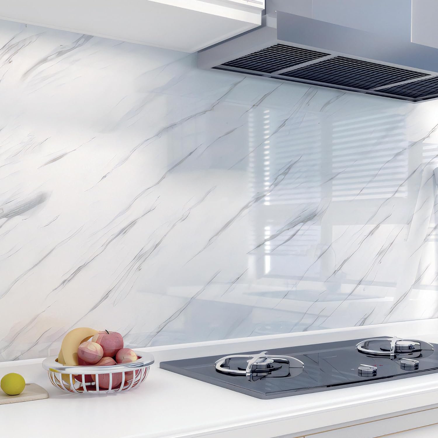 3D White PVC Vinyl Marble sticker Wallpaper Peel and Stick Self Adhesive Removable Wallpaper for Cabinet Kitchen