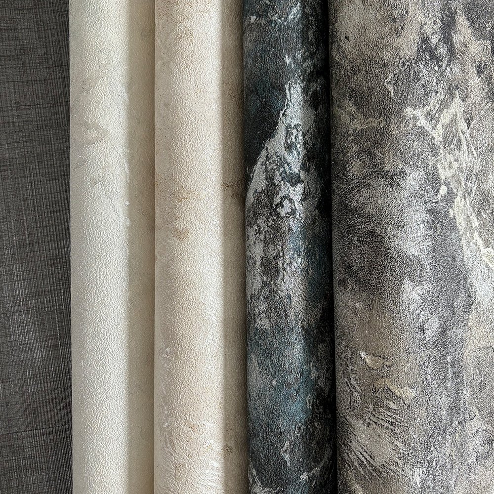 Luxury Waterproof PVC Woven Natural Hotel Home Decoration Vinyl Wallcovering Textured Wallpaper Rolls