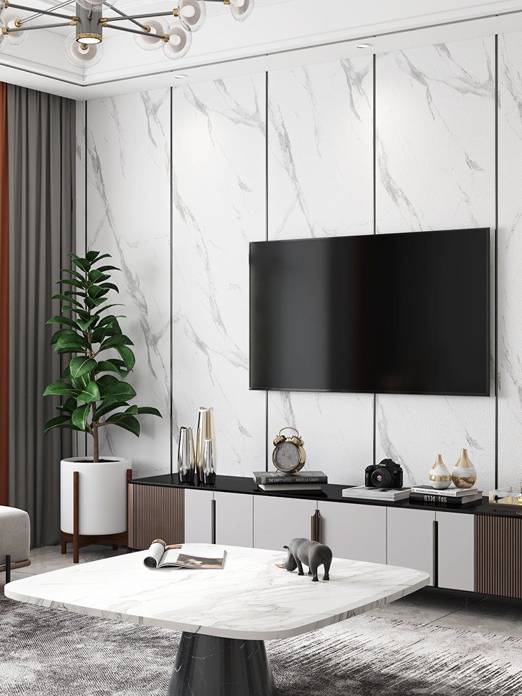 50x1000cm Peel and Stick White and Grey Wallpaper Rolls Self-adhesive Vinyl Wallpaper for Hotel Living Room Eco-friendly Thick