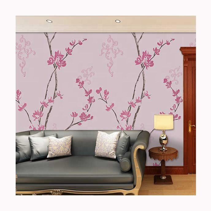 0.45*10m Peel and Stick European Style Light Pink Flower PVC Wall Paper Sticker