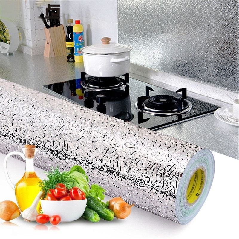 Kitchen Oil-proof Waterproof Stickers Self adhesive Wallpaper Self adhesive flexible Reflective Film Sticker For Kitchen
