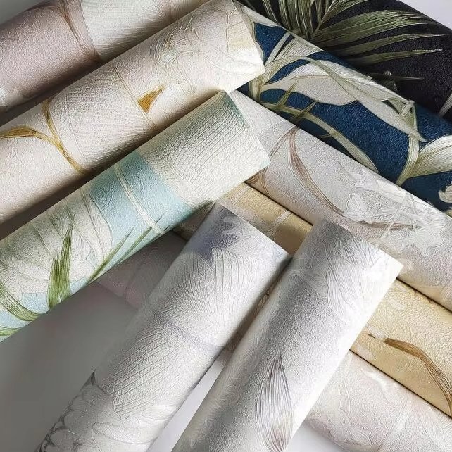 MyWow Wholesale High Quality 3D Tropical rainforest banana leaf PVC Metallic Wall Paper Roll Metallic 3DTextured Wallpaper