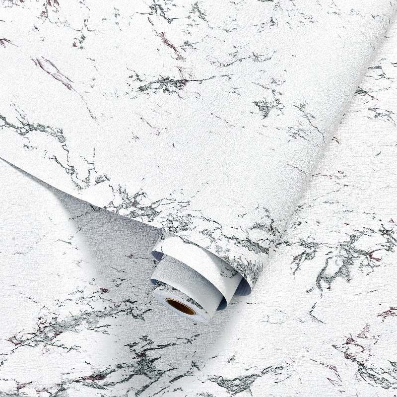 3D Silk Embossed White Self-Adhesive Vinyl Wallpaper Peel and Stick Contact Paper for Wall Decor & Laundry Application