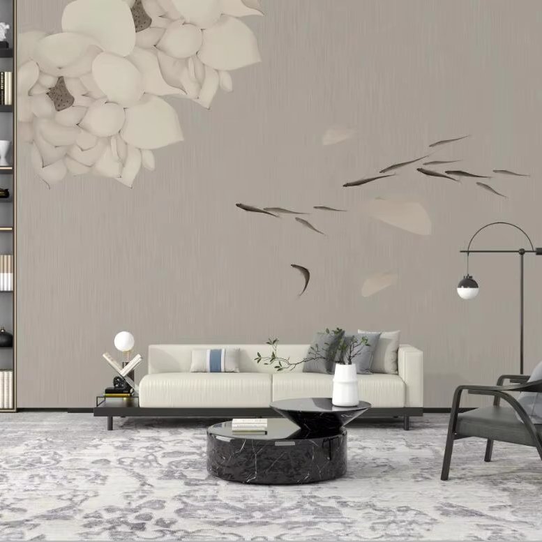 Zhenling Digital rose small fish design wallpaper for living room wall decoration