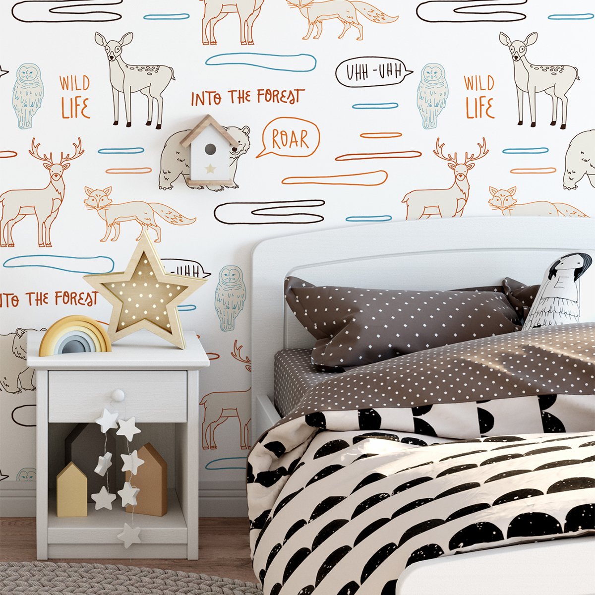 Cartoon animal renovation wallpaper self-adhesive bedroom waterproof living room wallpaper retro wall sticker self-adhesive