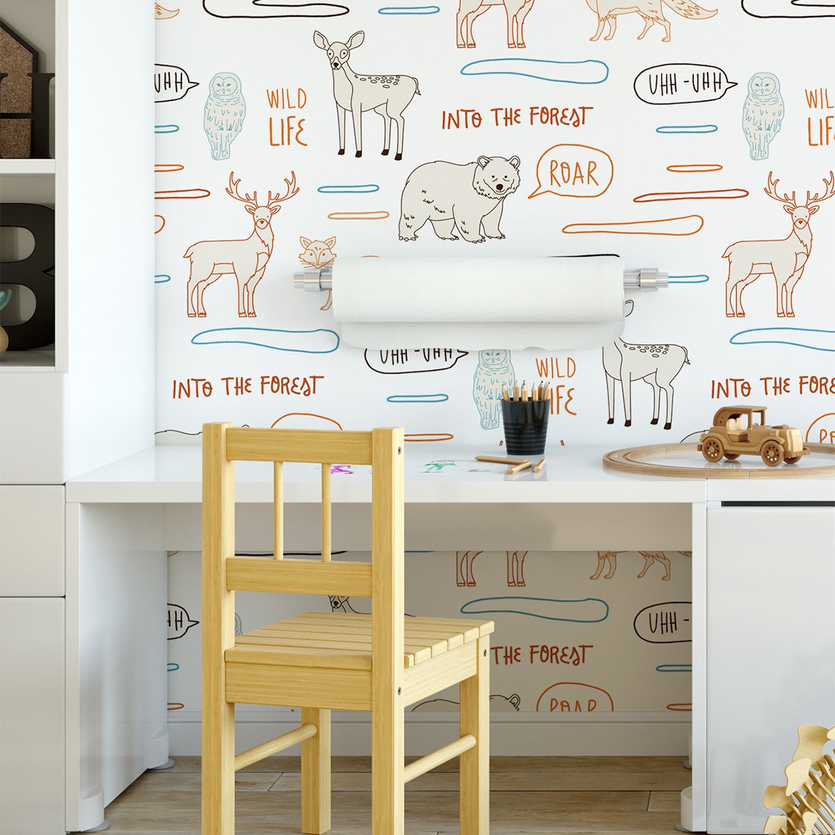 Cartoon animal renovation wallpaper self-adhesive bedroom waterproof living room wallpaper retro wall sticker self-adhesive