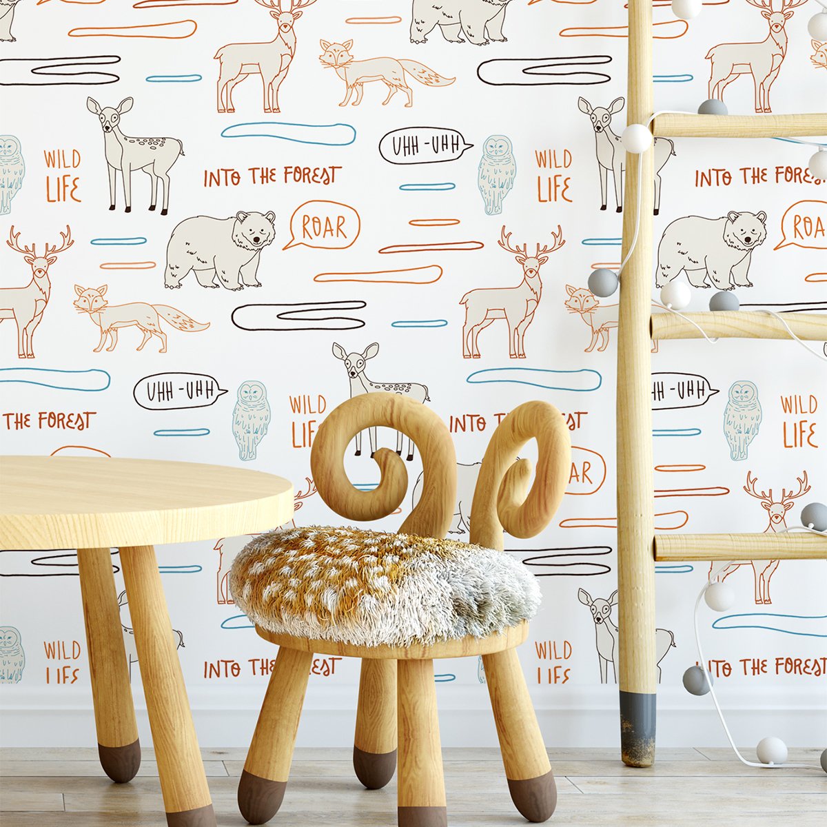 Cartoon animal renovation wallpaper self-adhesive bedroom waterproof living room wallpaper retro wall sticker self-adhesive
